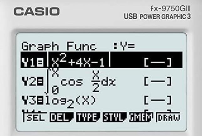 screen on casio fx9750GIII